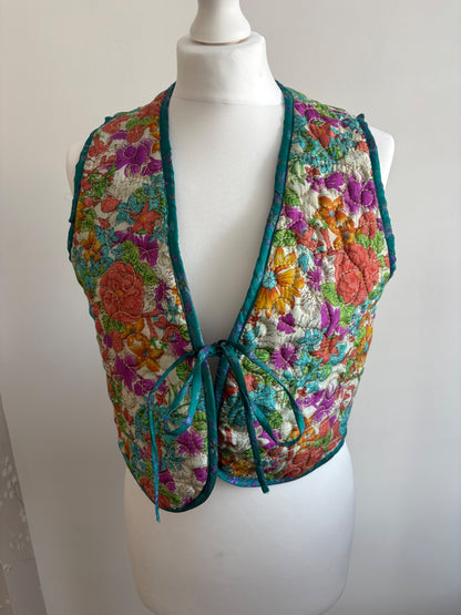 Silk reversible waistcoat made from Vintage Indian Sari