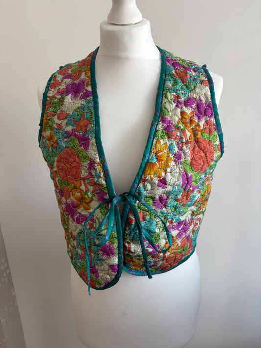 Silk reversible waistcoat made from Vintage Indian Sari