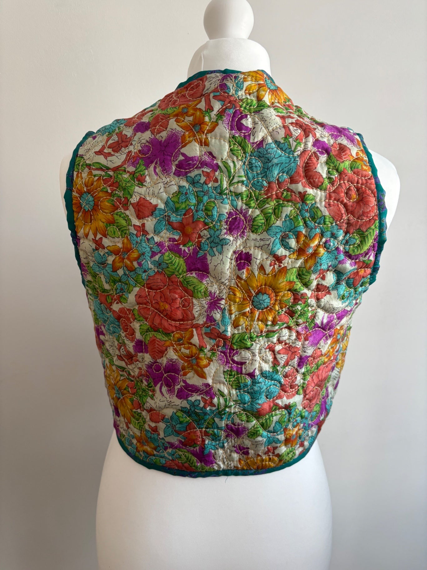 Silk reversible waistcoat made from Vintage Indian Sari