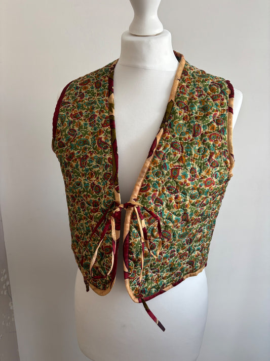 Reversible silk waistcoat made from Vintage Indian Sari