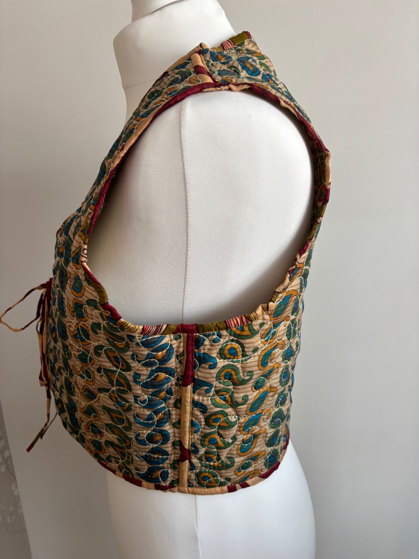 Reversible silk waistcoat made from Vintage Indian Sari