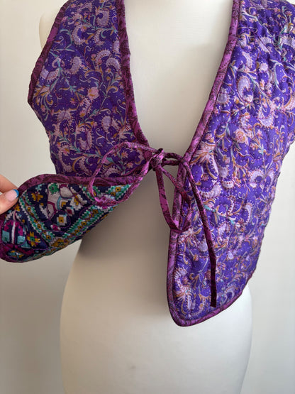 Reversible silk waistcoat handmade from Vintage Indian Sari
