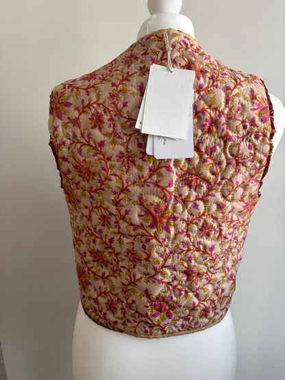 Reversible silk waistcoat handmade from Vintage Indian Sari