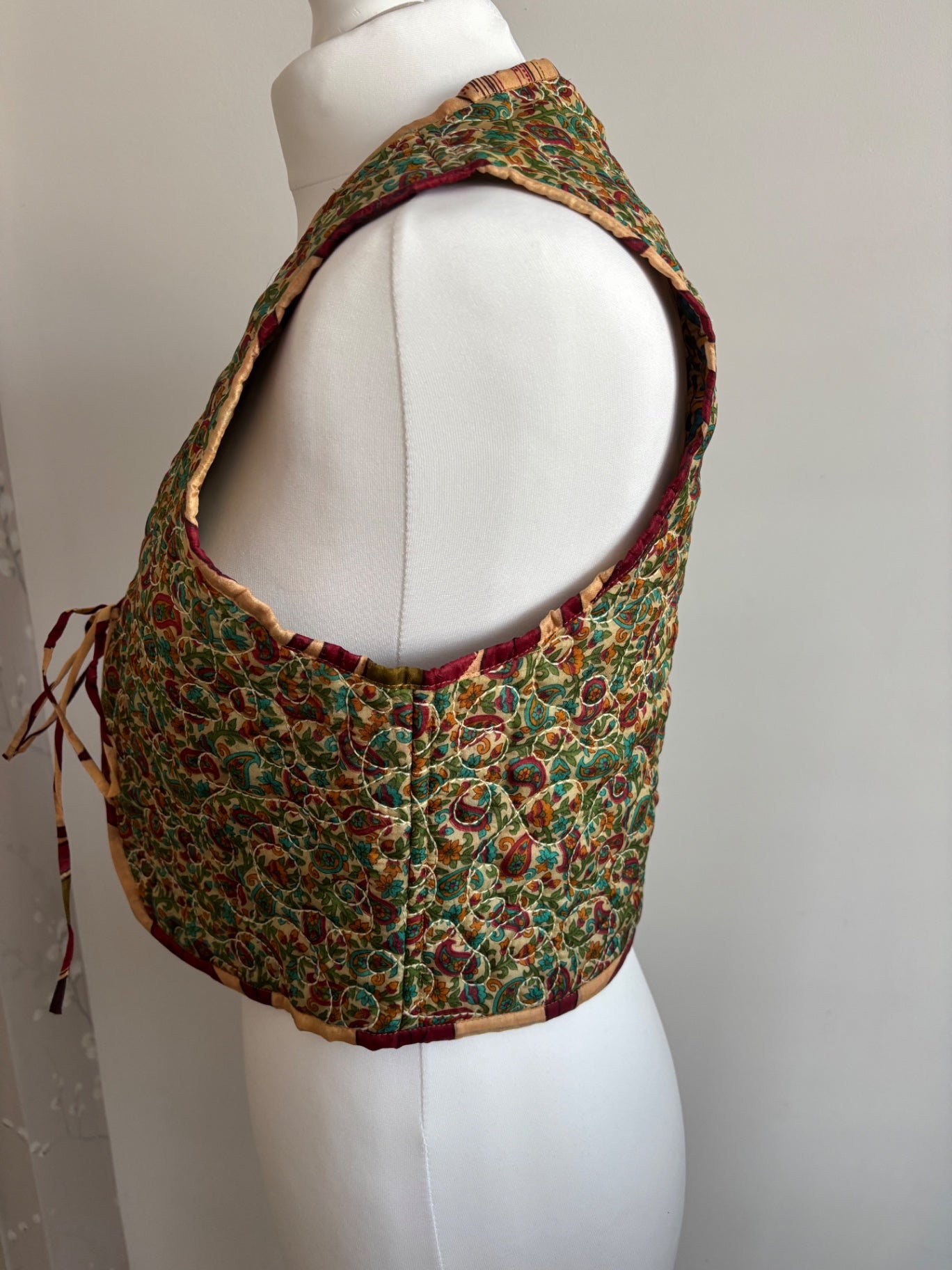 Reversible silk waistcoat made from Vintage Indian Sari
