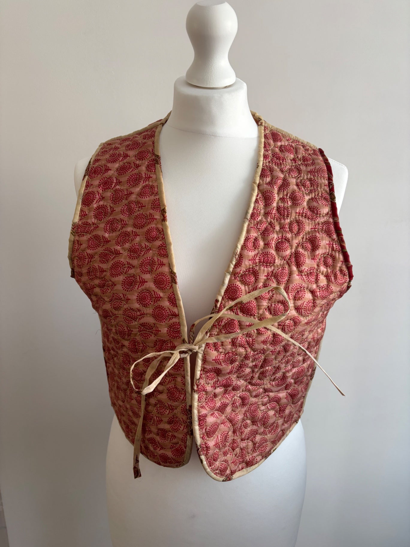 Reversible silk waistcoat handmade from Vintage Indian Sari