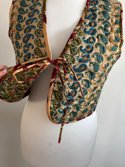 Reversible silk waistcoat made from Vintage Indian Sari