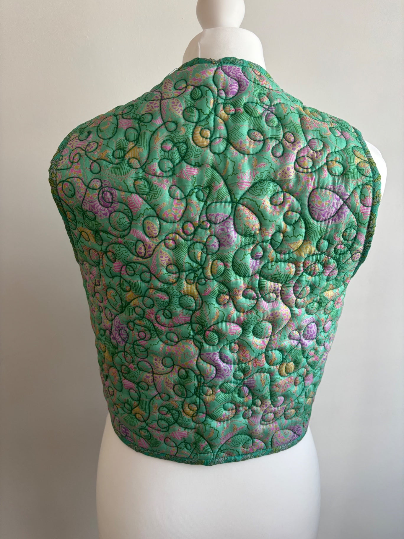 Reversible silk waistcoat handmade from Vintage Indian Sari