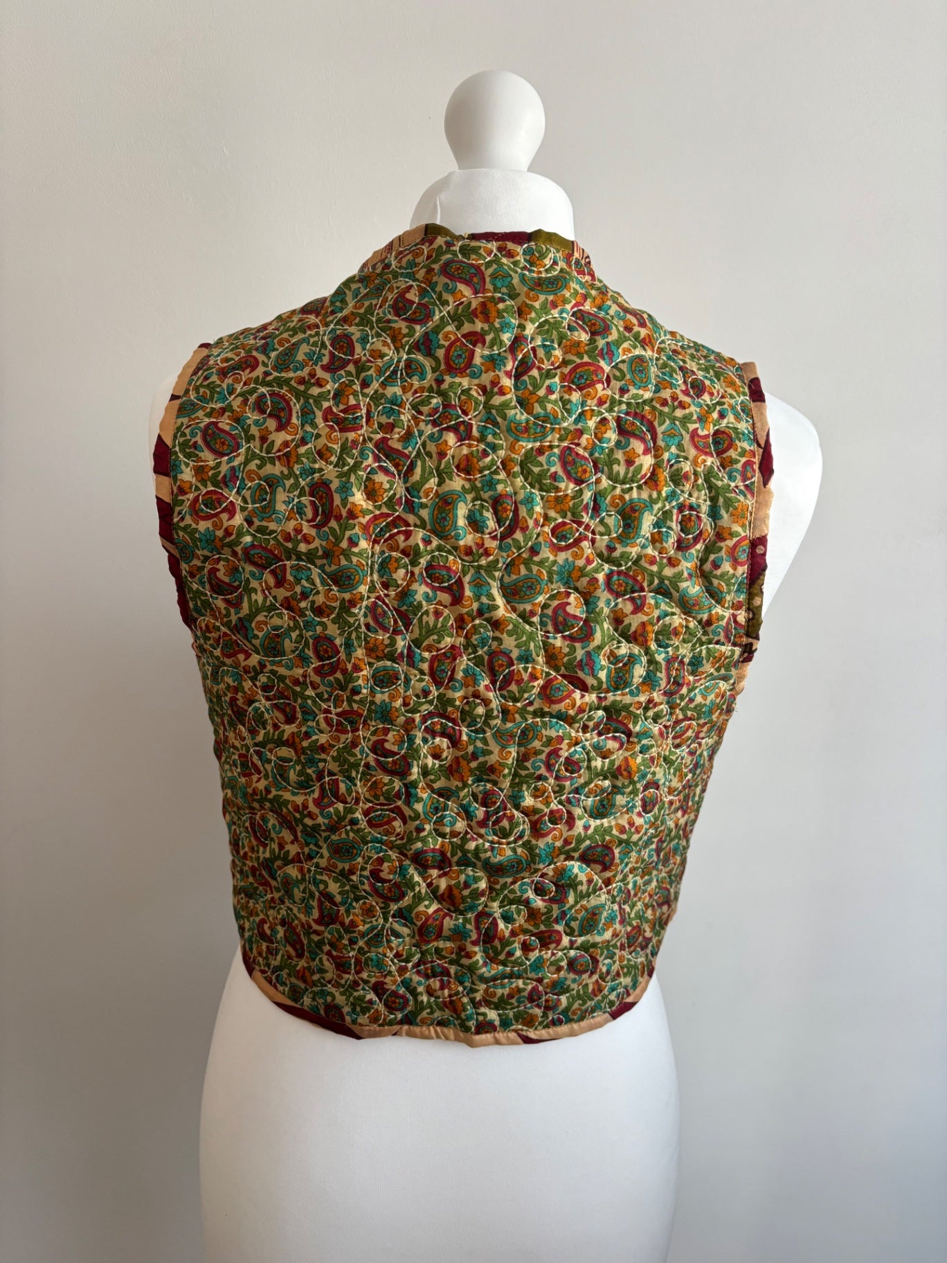 Reversible silk waistcoat made from Vintage Indian Sari