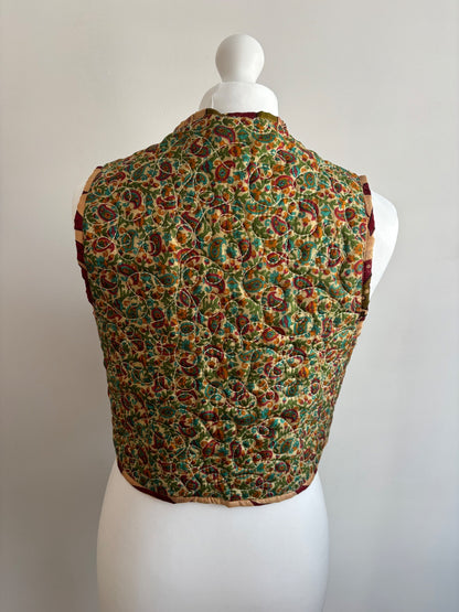 Reversible silk waistcoat made from Vintage Indian Sari
