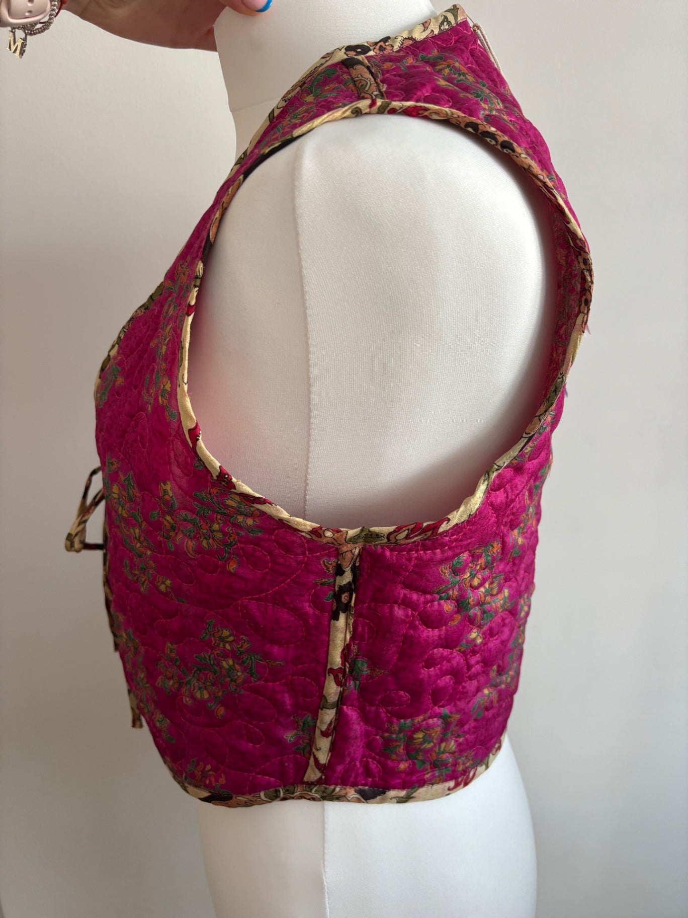 Reversible silk waistcoat made from Vintage Indian Sari