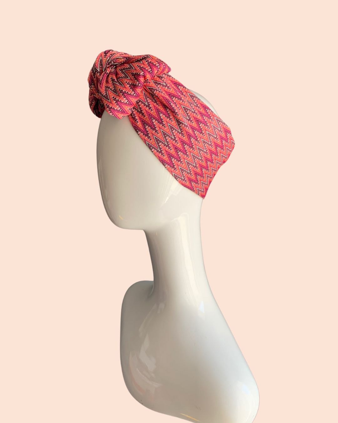 Zig-zag print turban bow headband