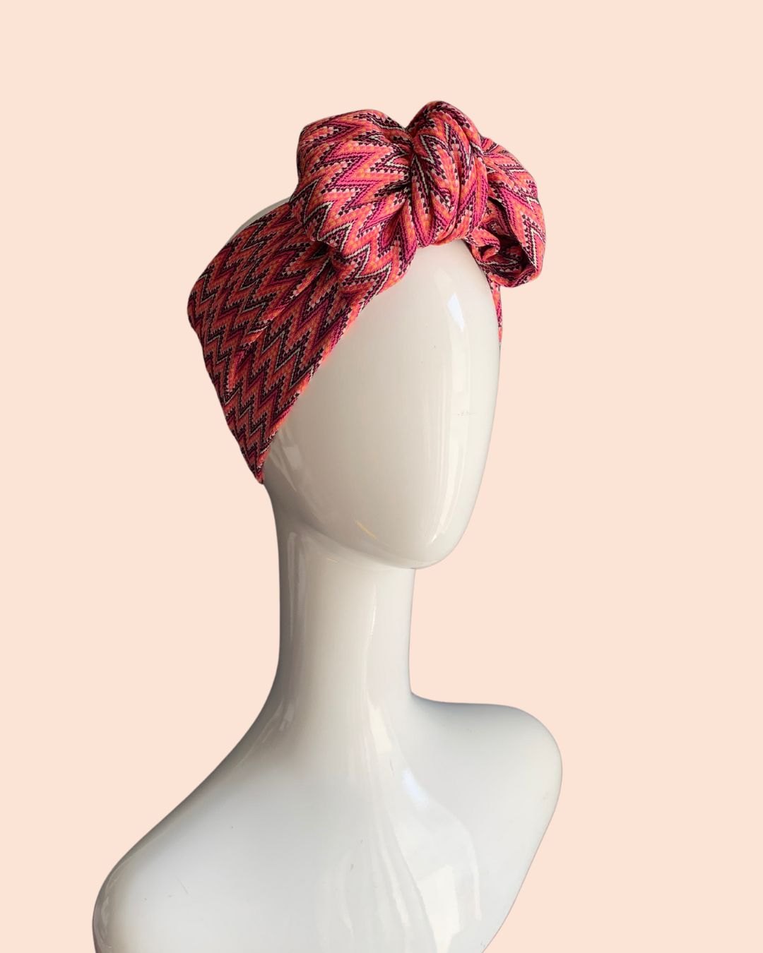 Zig-zag print turban bow headband