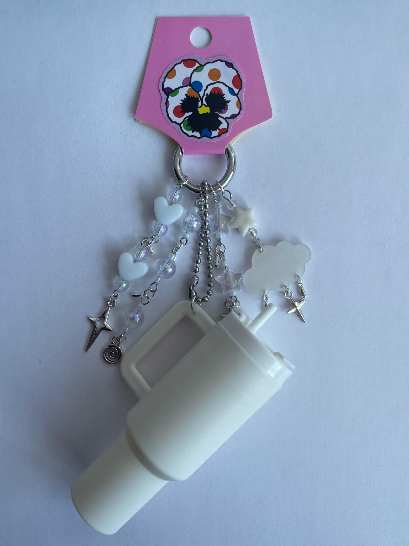 White Tumbler Keychain 