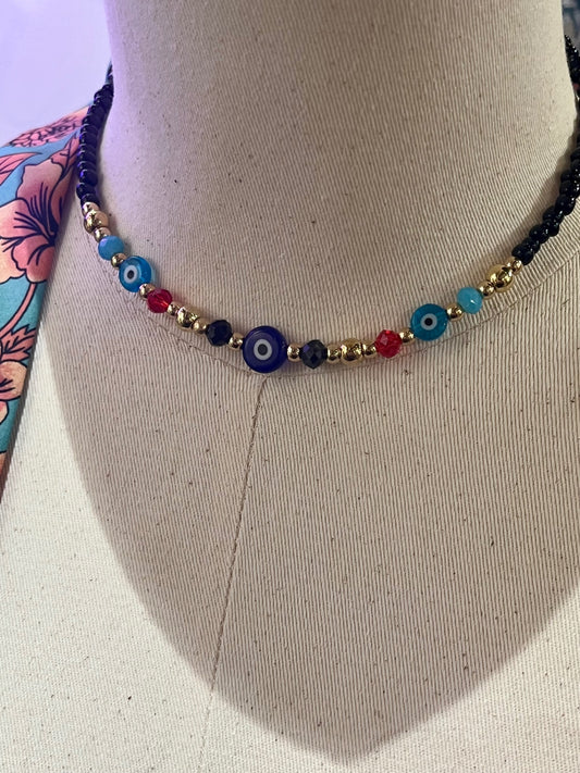 Lucky Eye Black Bead Necklace 