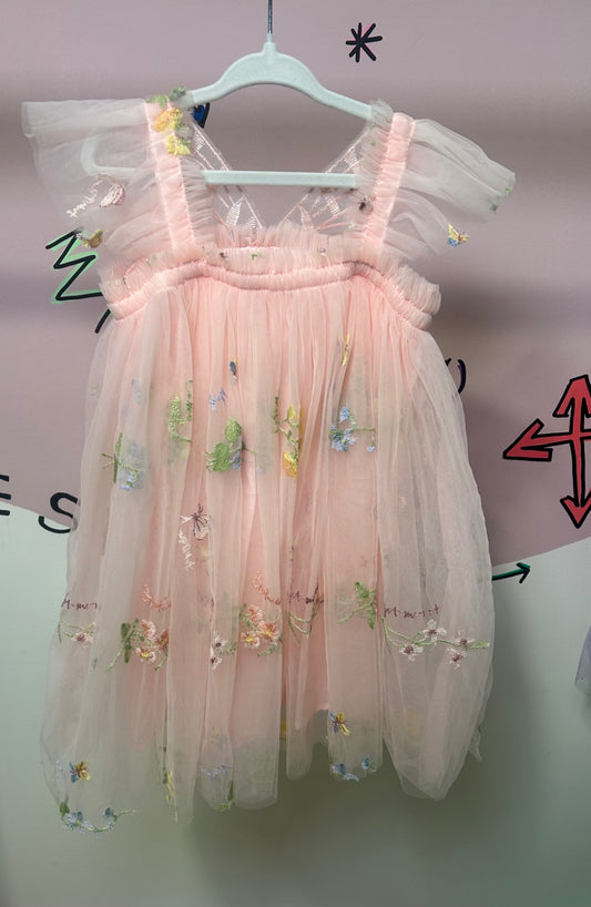 Peachy Winged Tulle Dress 3/4 years