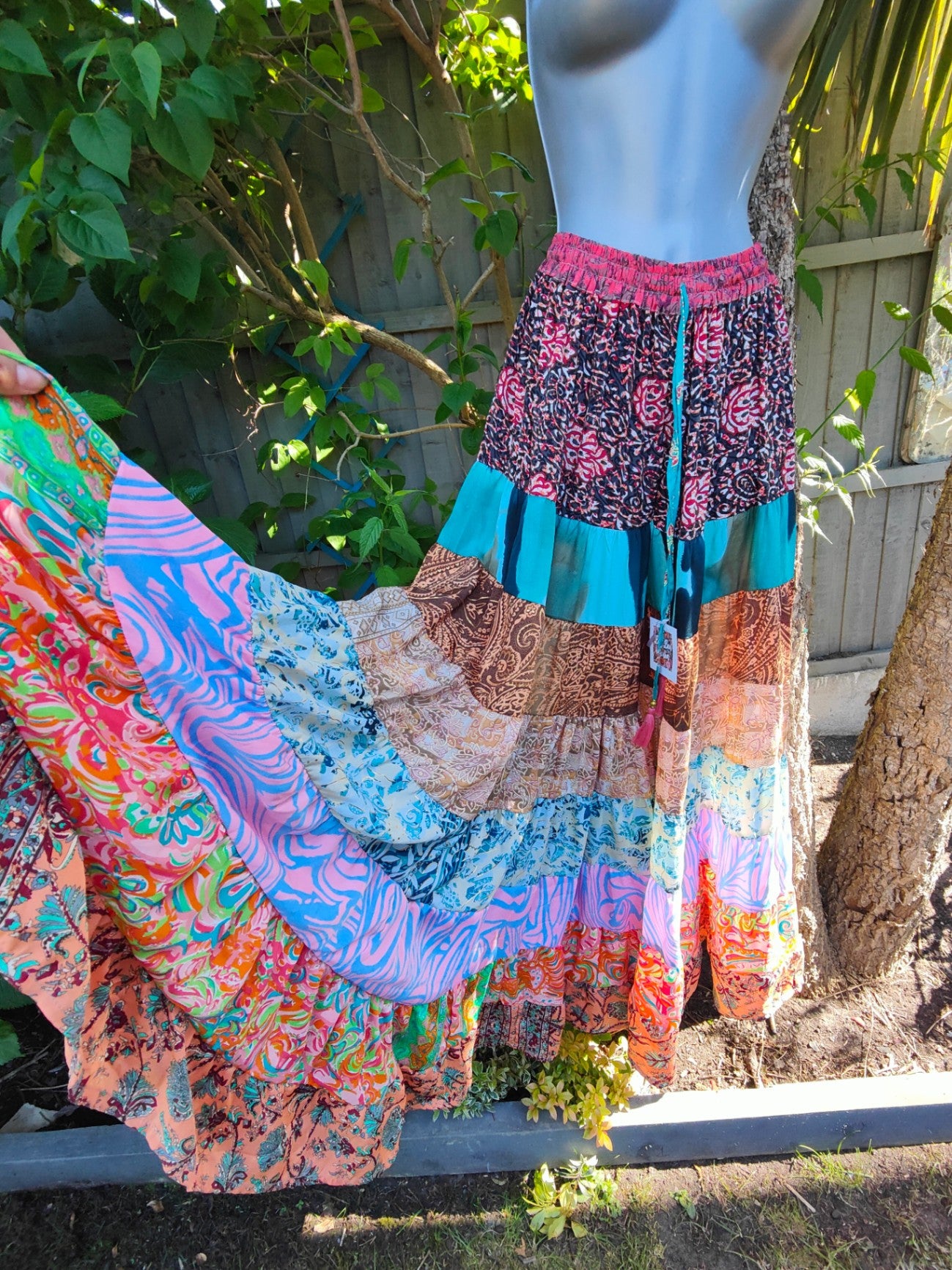 Patchwork flares with tassel ties