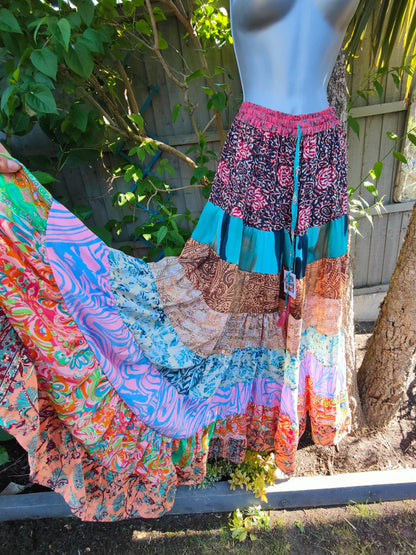 Patchwork flares with tassel ties