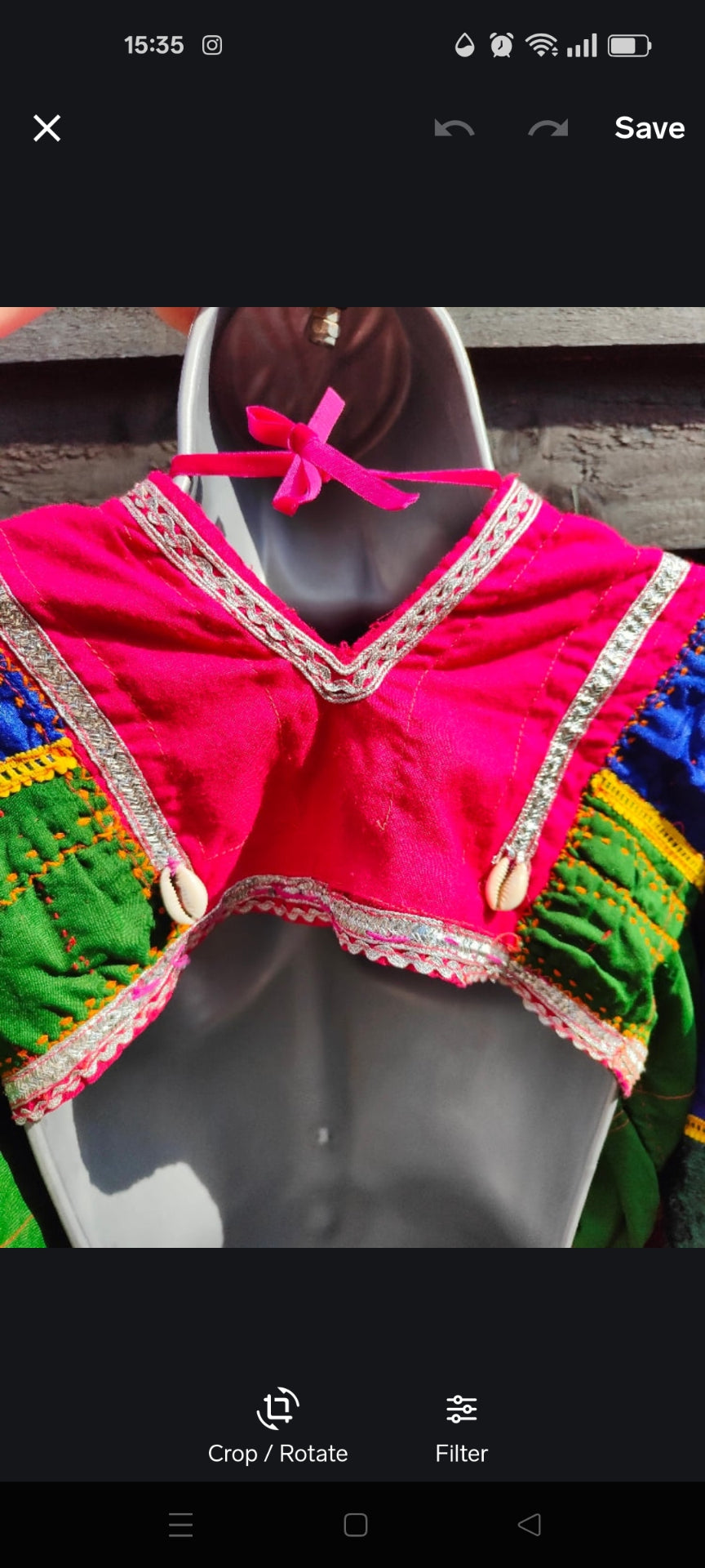 Tribal Afghan top reworked chest size 35 inches 