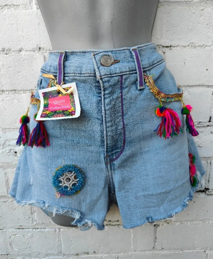 Vintage reworked denim cut offs