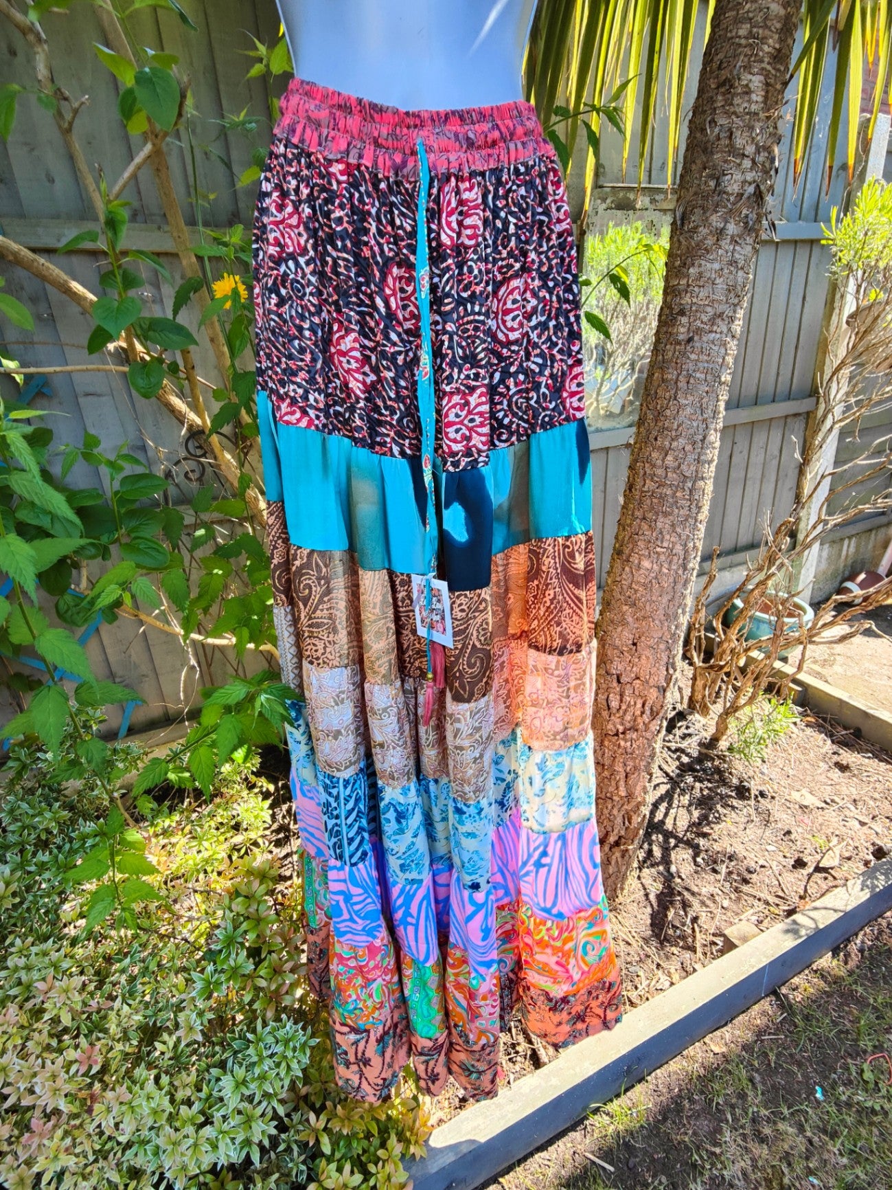 Patchwork flares with tassel ties