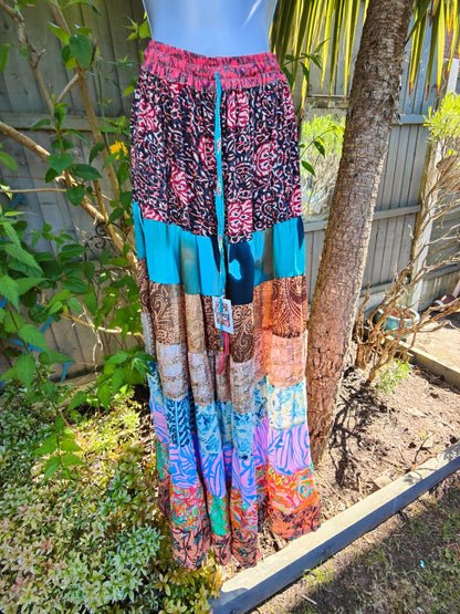 Patchwork flares with tassel ties