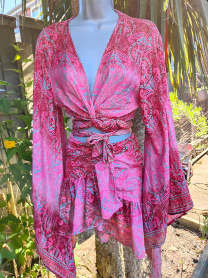 TULUM co ord set pink and red 
