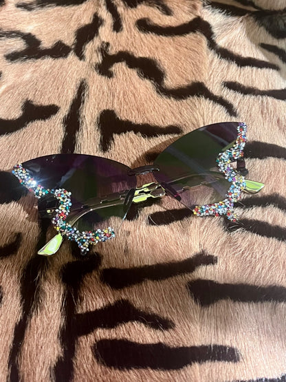 Gem Butterfly Sunnies Black Multi