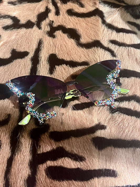 Gem Butterfly Sunnies Black Multi