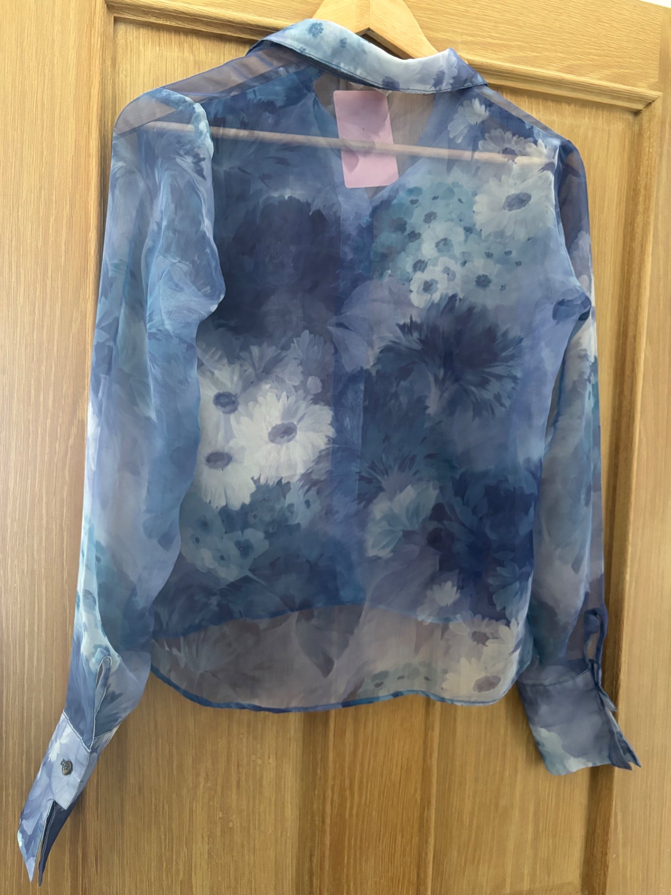 Chiffon sheer blue shirt 