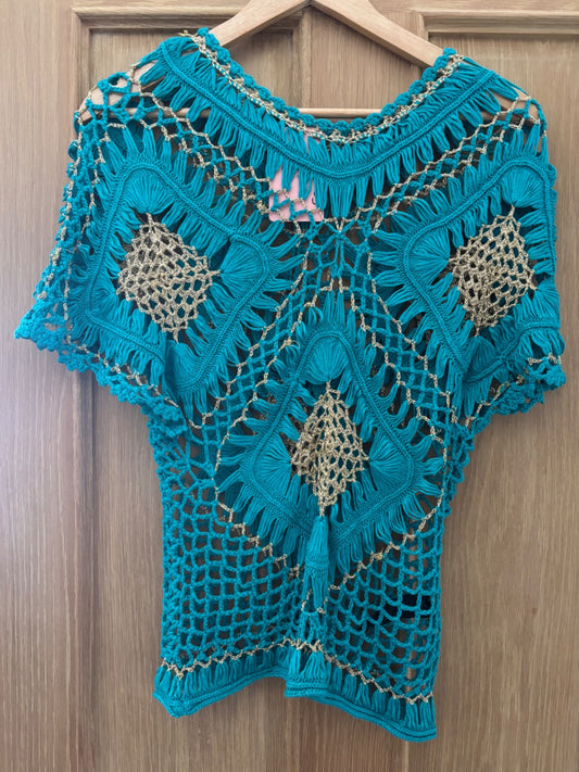 Blue crochet top 