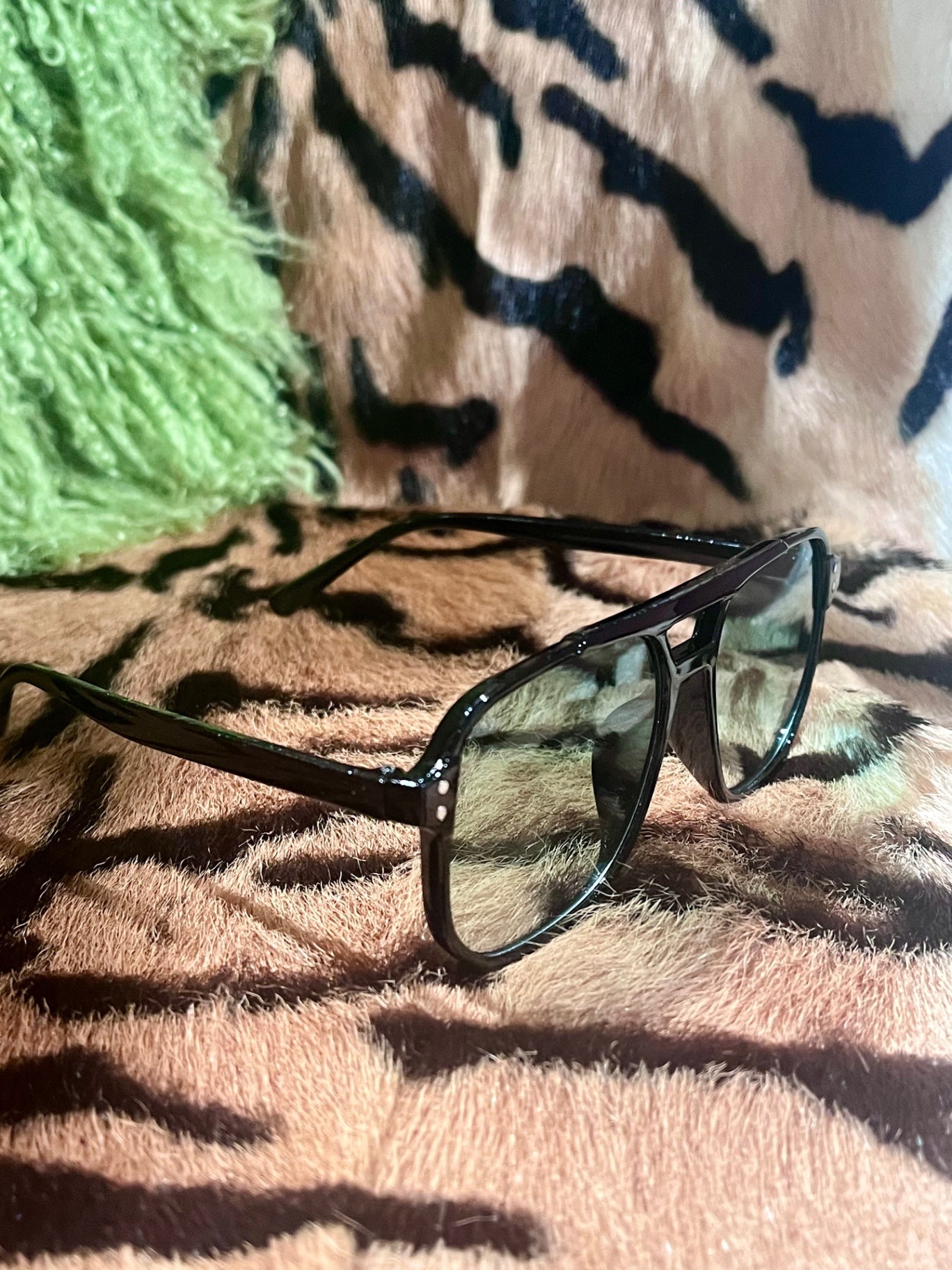 Porto Aviator Black Green Sunnies