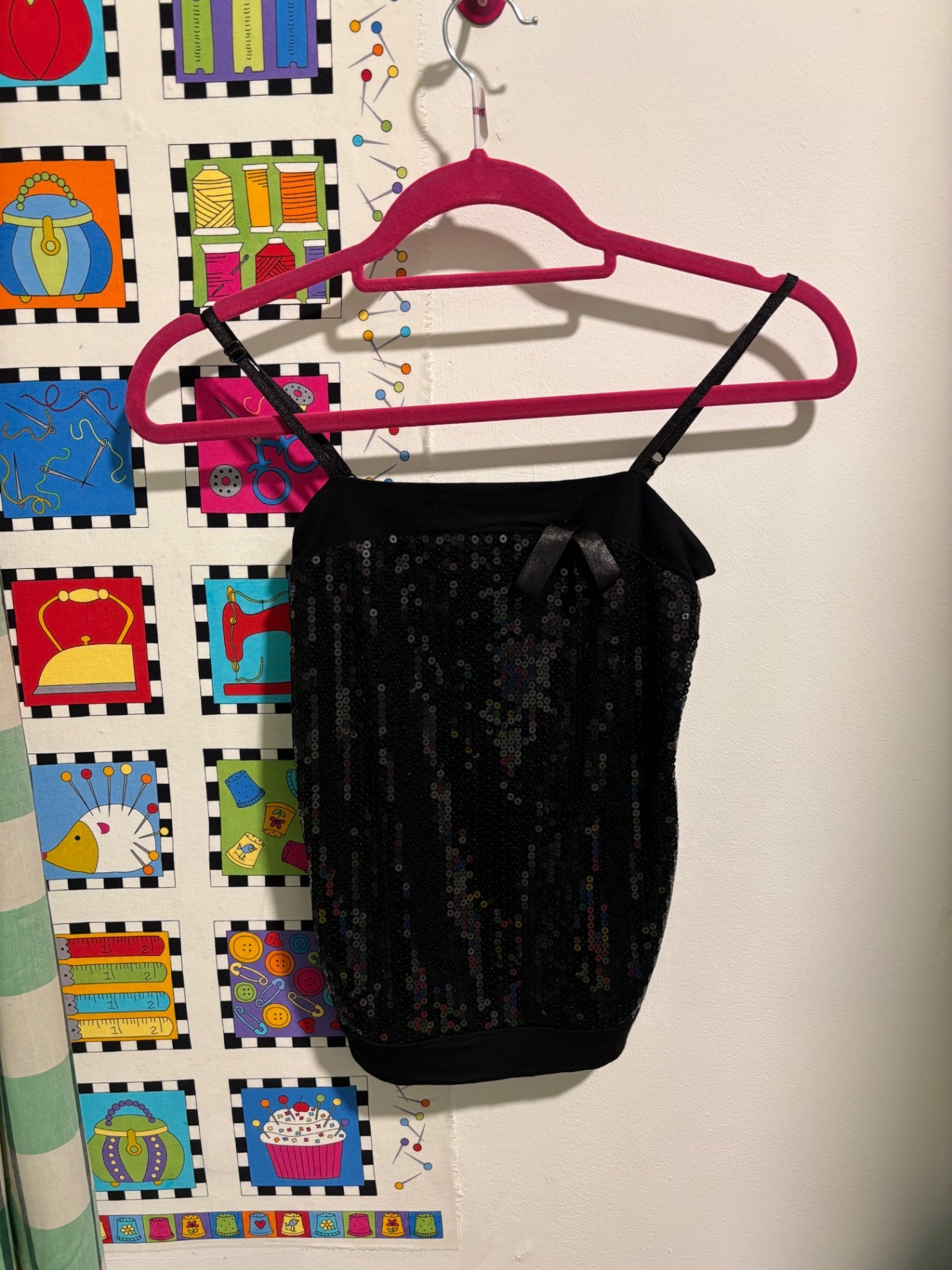 Black cami top with sequins 