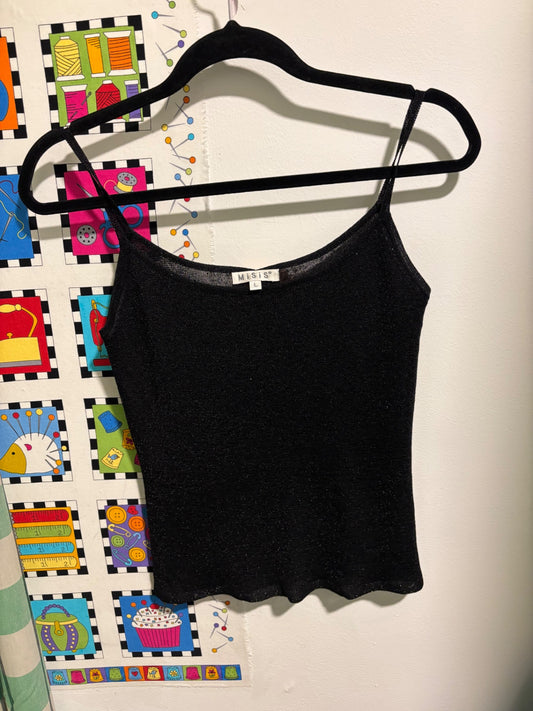 Black glitter sparkle cami top