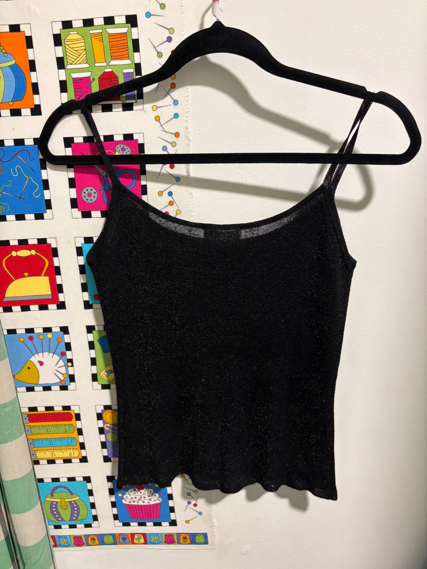 Black glitter sparkle cami top
