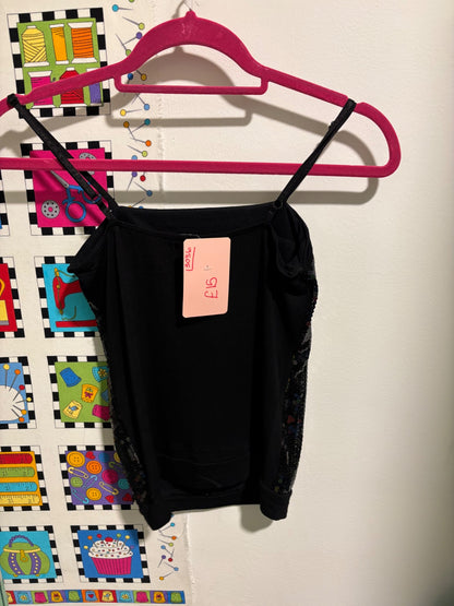 Black cami top with sequins 