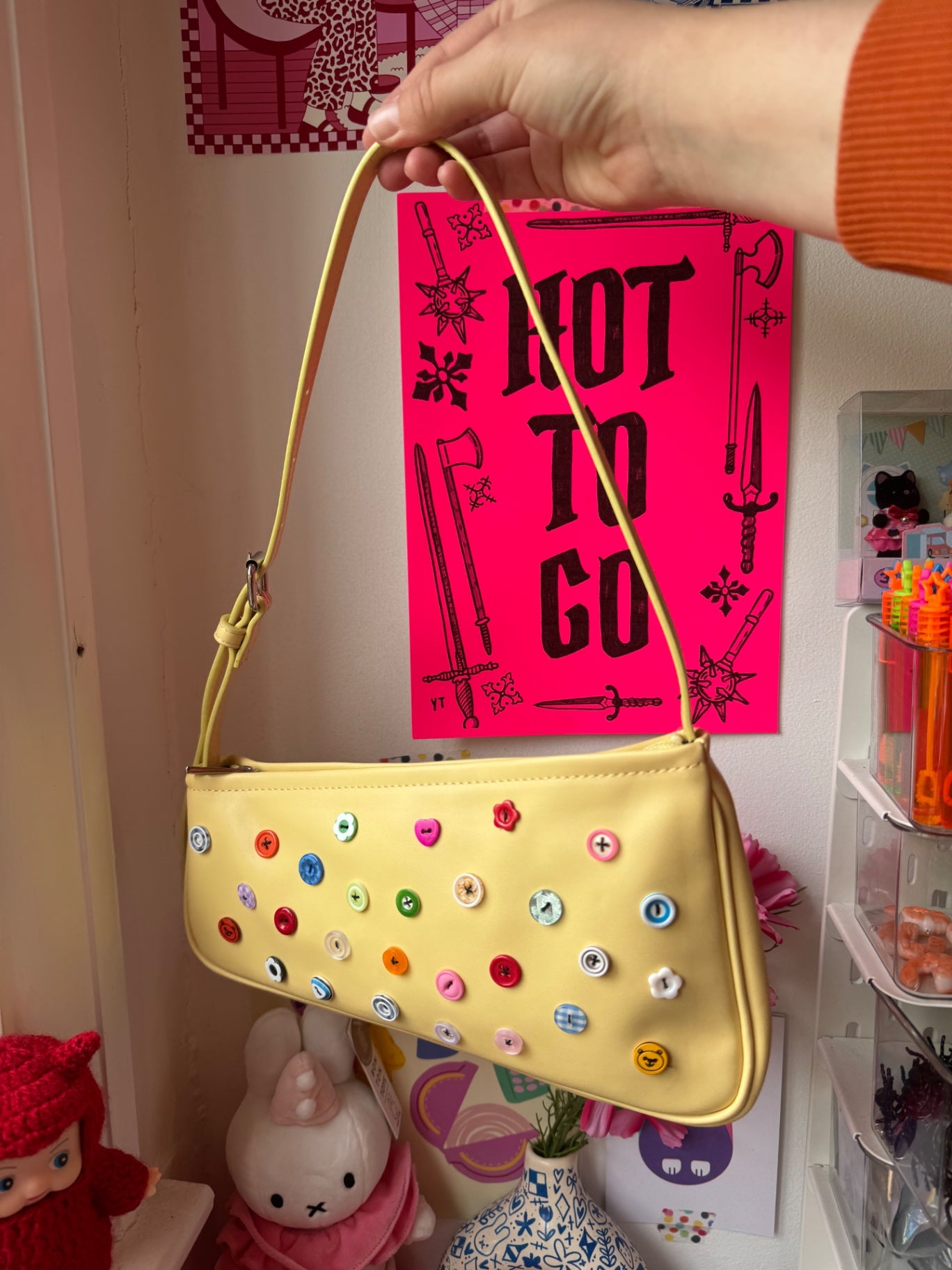 Yellow Button Handbag