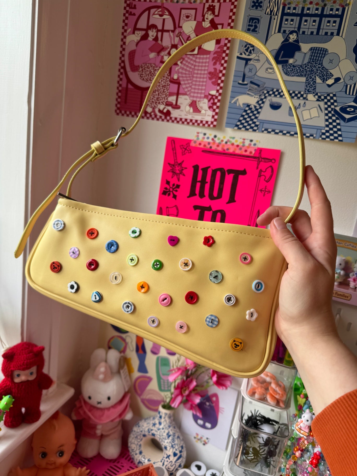 Yellow Button Handbag