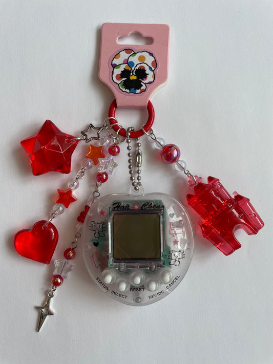Translucent Virtual Pet Keychain - Red