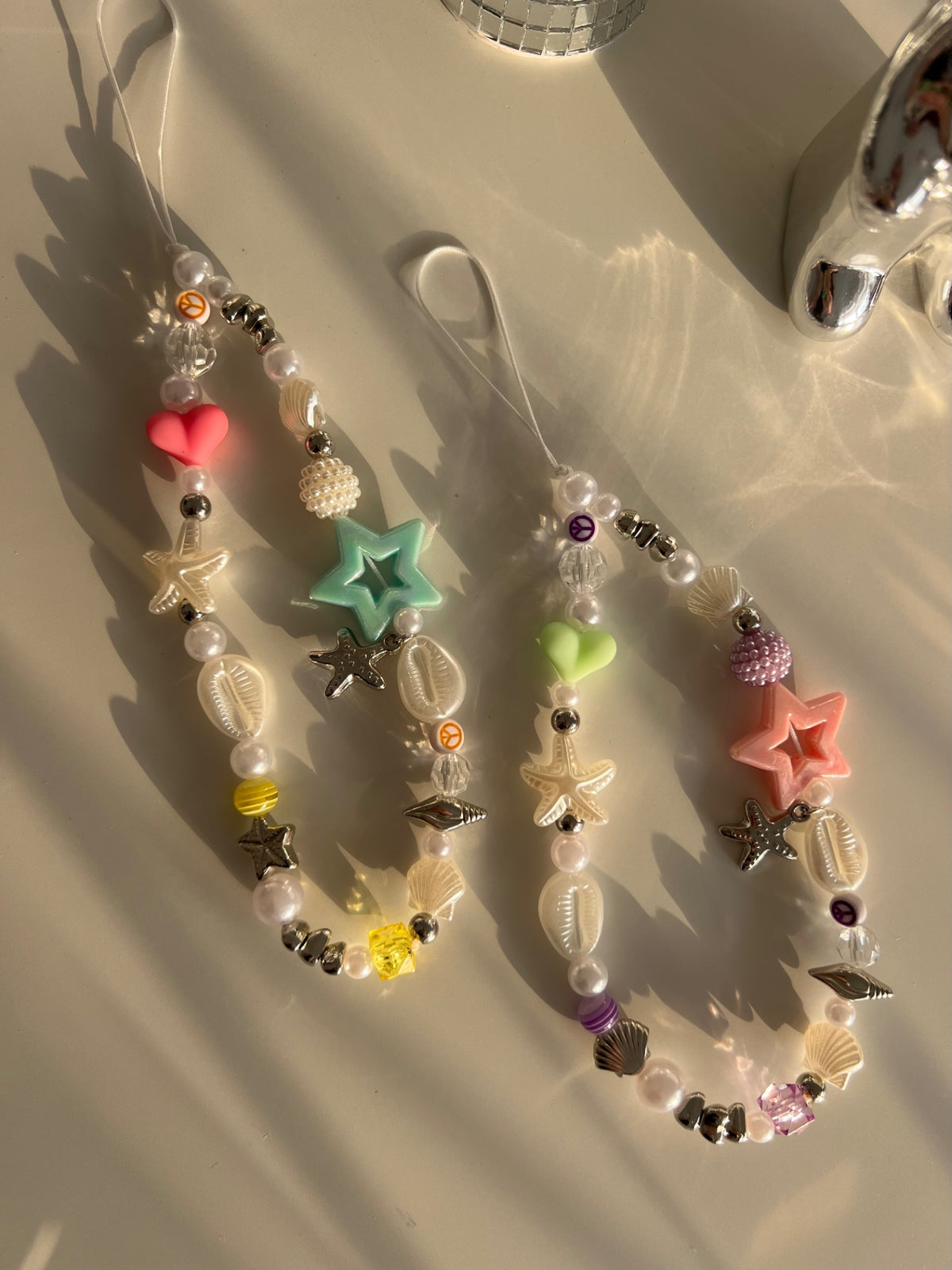 Bright Pearl phone charm - silver