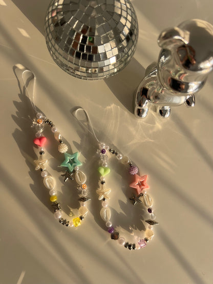 Bright Pearl phone charm - silver