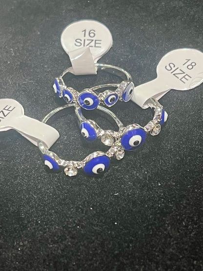 Lucky Eye Silver Blue Ring Size 18