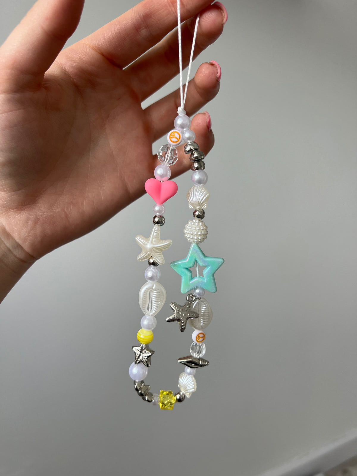 Bright Pearl phone charm - silver