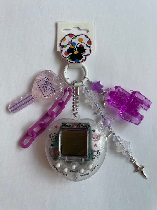 Translucent Virtual Pet Keychain - Purple 