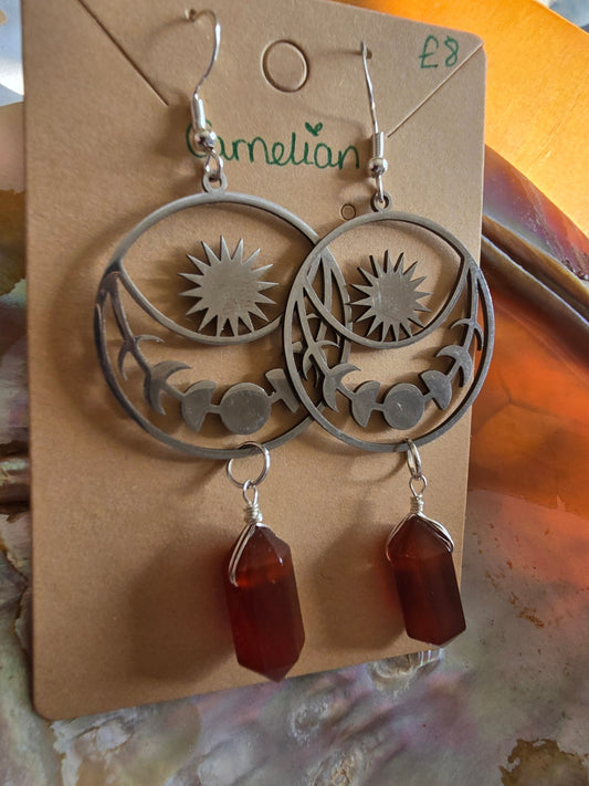 Carnelian moon phase earrings 