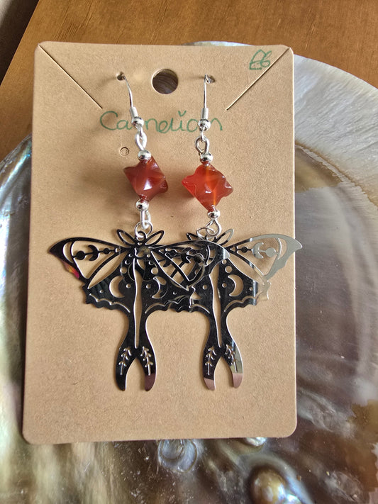 Carnelian moth earrings 