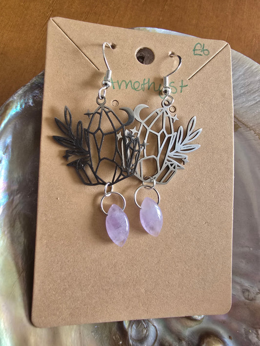 Amethyst crystal earrings 
