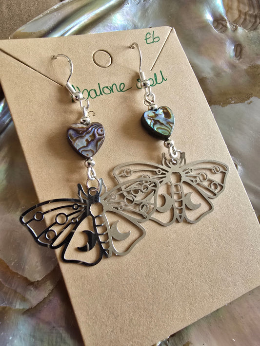 Abalone moth earrings 