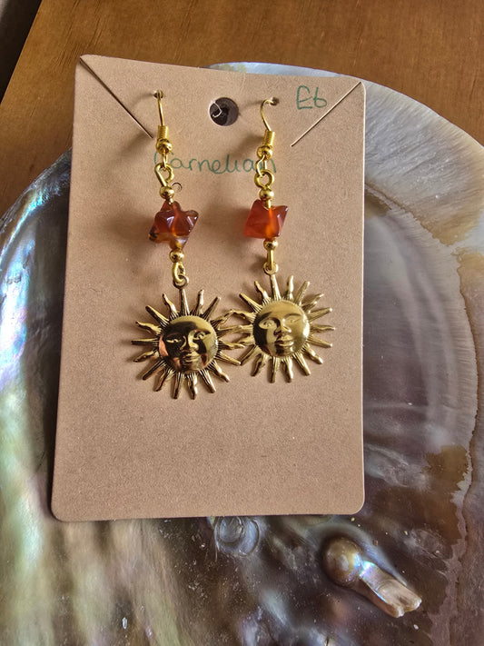 Carnelian sun earrings