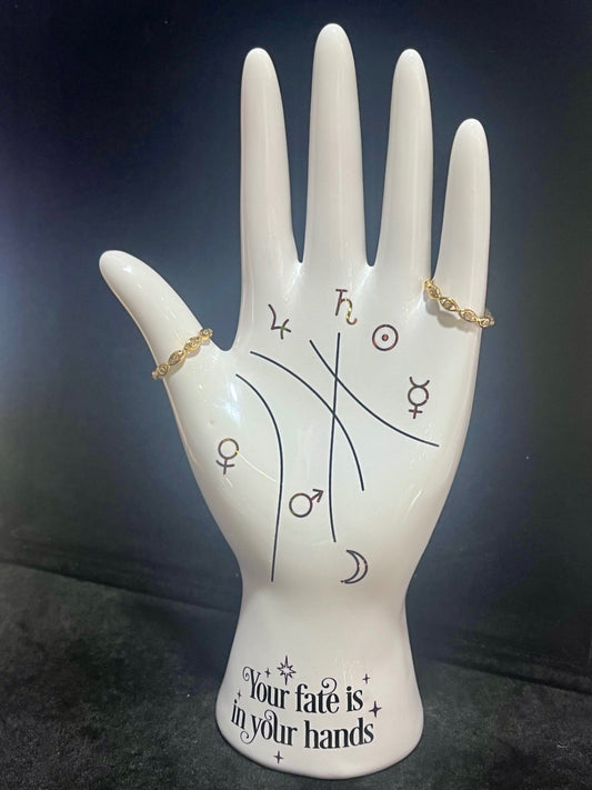 Gold white crystal Eye Stacker Ring