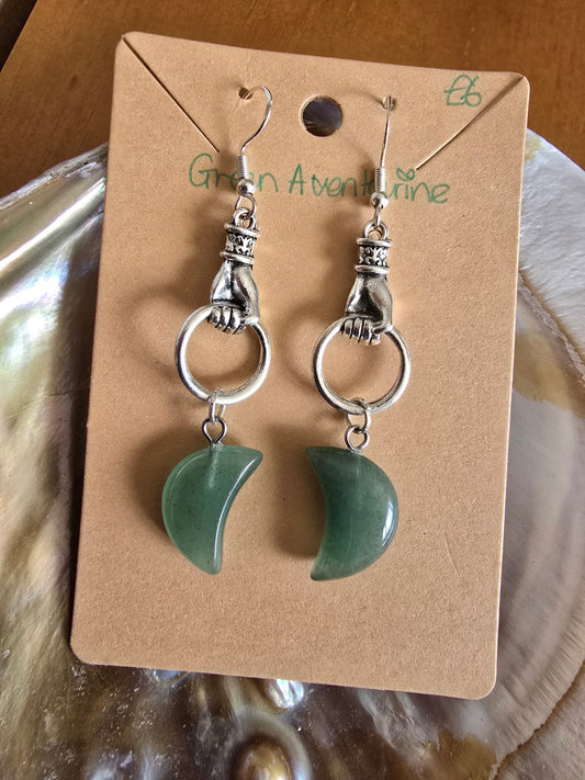 Green aventurine moon earrings 